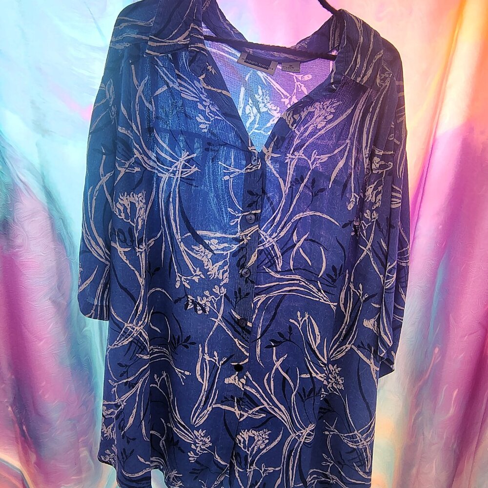 Women's Plus Maggie Barnes Blue Button Down Shirt